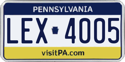 PA license plate LEX4005
