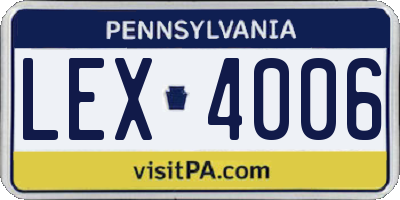 PA license plate LEX4006