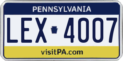 PA license plate LEX4007