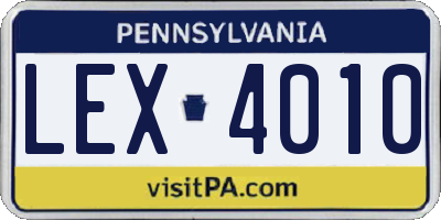 PA license plate LEX4010