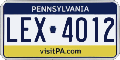 PA license plate LEX4012
