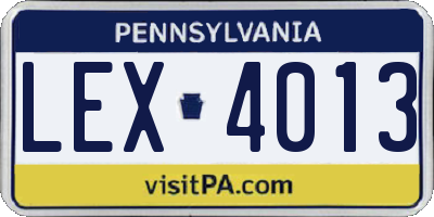 PA license plate LEX4013