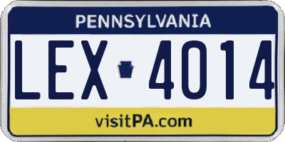 PA license plate LEX4014