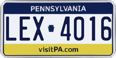 PA license plate LEX4016