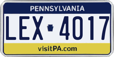 PA license plate LEX4017