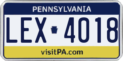 PA license plate LEX4018