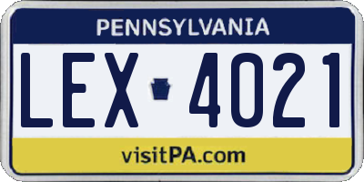 PA license plate LEX4021