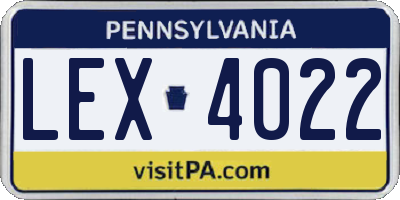 PA license plate LEX4022