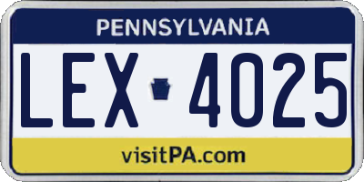 PA license plate LEX4025