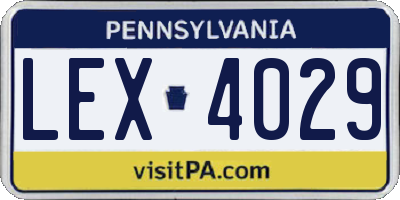 PA license plate LEX4029