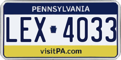 PA license plate LEX4033