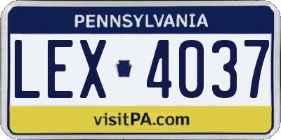 PA license plate LEX4037
