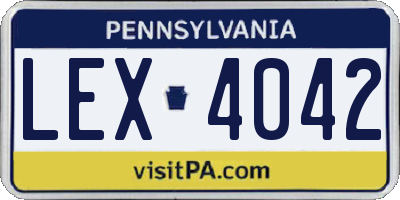 PA license plate LEX4042