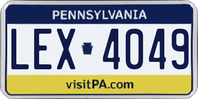 PA license plate LEX4049