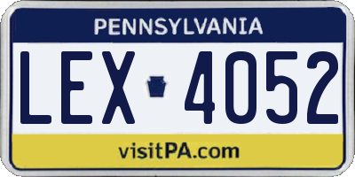 PA license plate LEX4052