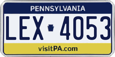 PA license plate LEX4053