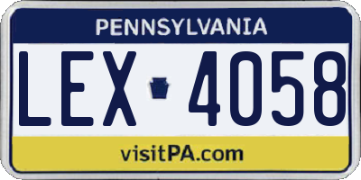 PA license plate LEX4058