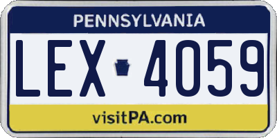 PA license plate LEX4059