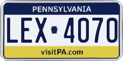 PA license plate LEX4070