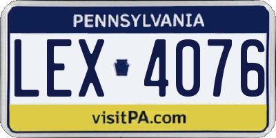 PA license plate LEX4076