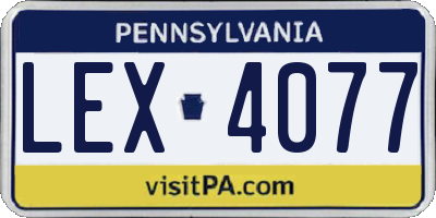 PA license plate LEX4077