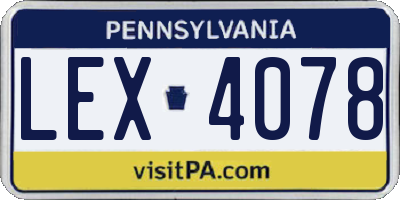 PA license plate LEX4078