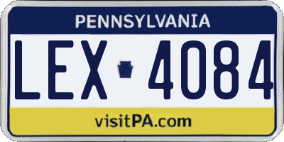 PA license plate LEX4084