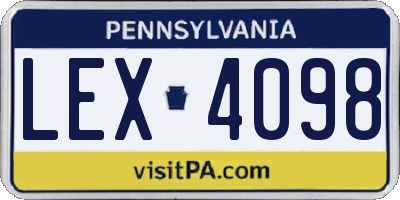 PA license plate LEX4098