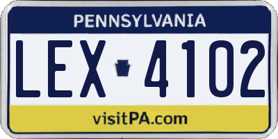 PA license plate LEX4102