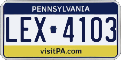 PA license plate LEX4103