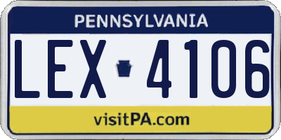 PA license plate LEX4106