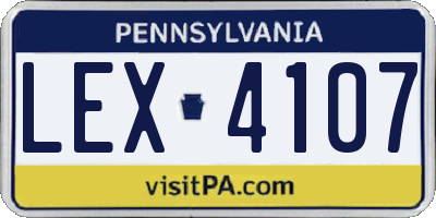 PA license plate LEX4107