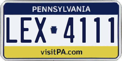 PA license plate LEX4111