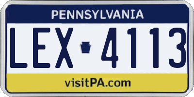 PA license plate LEX4113