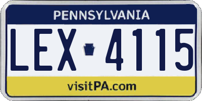 PA license plate LEX4115