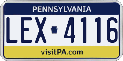 PA license plate LEX4116