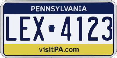 PA license plate LEX4123