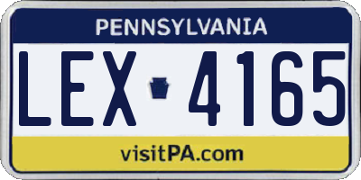PA license plate LEX4165
