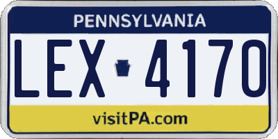 PA license plate LEX4170
