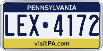 PA license plate LEX4172