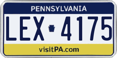PA license plate LEX4175