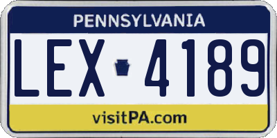 PA license plate LEX4189