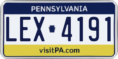 PA license plate LEX4191
