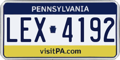 PA license plate LEX4192