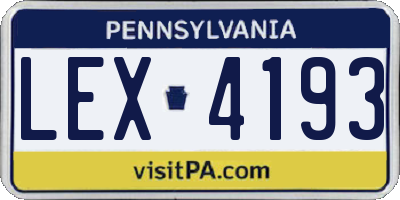 PA license plate LEX4193