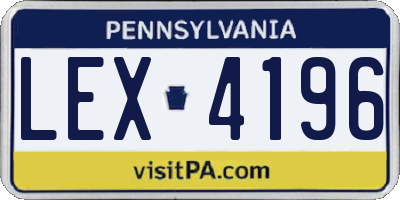 PA license plate LEX4196
