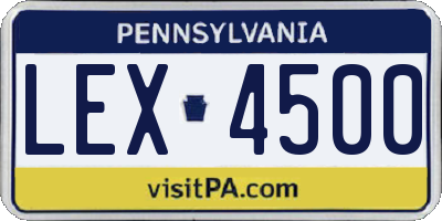 PA license plate LEX4500