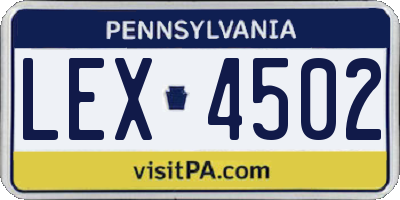 PA license plate LEX4502