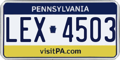 PA license plate LEX4503