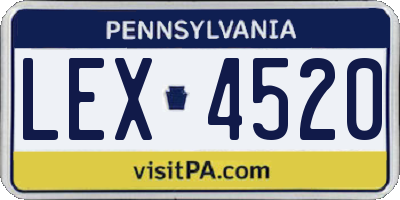 PA license plate LEX4520